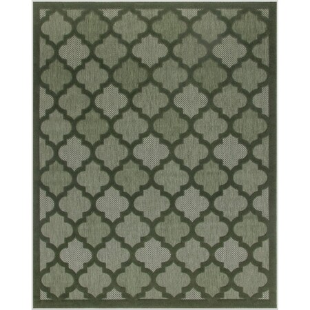 Homeroots 8' X 10' Dark Green And Light Green Trellis Indoor Outdoor Area Rug 551131
