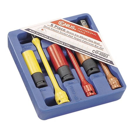 Genius Tools 6PC Metric Car Wheel COLOUR MATCH Set CW-406M