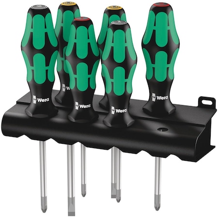 Wera 335/350/355/6 Screwdriver set Kraftform Plus Lasertip and rack, 6 pieces 5105622001