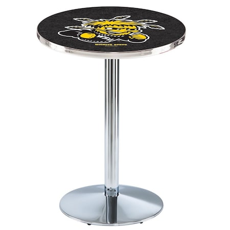 Holland Bar Stool Co 36" Chrome Wichita State Pub Table, 36" dia. Top L214C3636WichSt