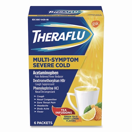 Theraflu Multi-Symptom Severe Cold Hot Liquid Powder, 6 Count 64260603