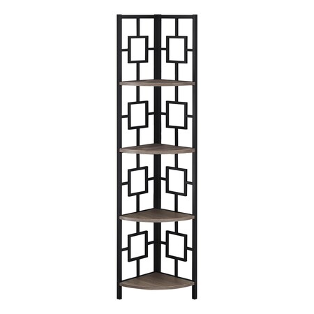 Homeroots 62" Dark Taupe Metal Corner Bookcase 376526