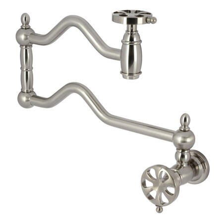 Kingston Brass Wall Mount Pot Filler Faucet, Brushed Nickel KS2108RX