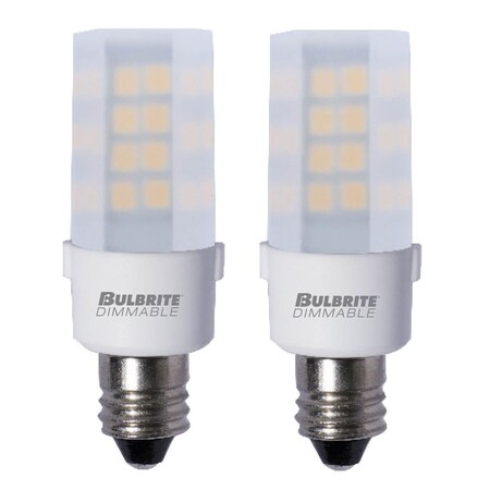 Bulbrite 35w Equivalent T4 Dimmable (E12) Candelabra Scrw Base  Warm Wht Lght Frost LED Lght Bulb, 2700K, 2PK 861531