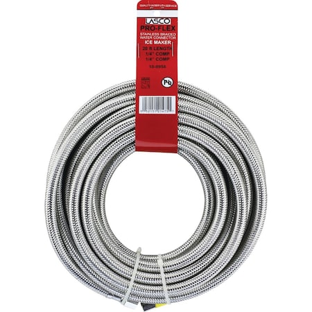 Westlake Pipe & Fittings 1/4''x1/4''x20 ' Length Braided Supply Ice Maker Connector Hose 10-0958