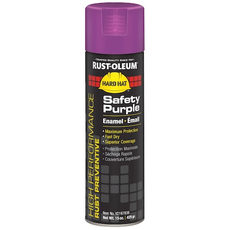 Rust-Oleum Rust Preventative Spray Paint, Safety Purple, Gloss, Solvent, 15 oz V2167838