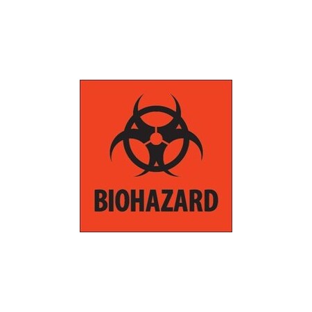 Bubblefast 2 x 2'' - ''Biohazard'' Fluorescent Red Labels BFDL1305