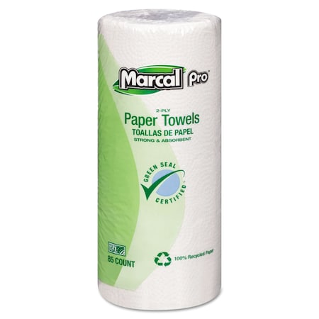 Marcal Perforated Roll Paper Towels, 2 Ply, 85 Sheets, 78 ft, White 06350