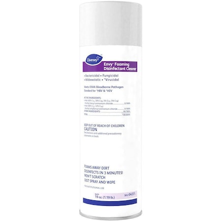 Diversey Cleaner and Disinfectant, 19 oz, Aerosol Can, Lavender, White 04531.