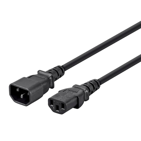 Monoprice SJT Extension Cord, 14 AWG, Indoor, 14/3, 1 Outlets, IEC 60320 C13, Black, IEC 60320 C14, 6 ft 24193