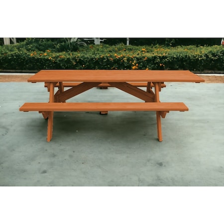 Homeroots 94" Brown Solid Wood Outdoor Picnic Table 525015