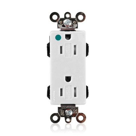 Leviton Straight Blade Receptacle, 5-15R, 15 A, 125V AC, Surface Mount, Self-Grounded MT162-HGW