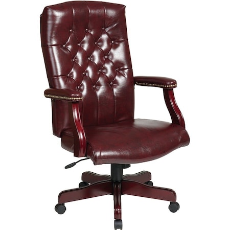 Office Star Executive Chair, Vinyl, Brown, 17" Seat Ht TEX232-JT4