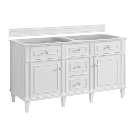 James Martin Vanities Vanity, without top, Bright White, 59.88 in W x 23.5 in D, 424-V60D-M-BW
