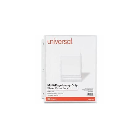Universal Top-Load Poly Sheet Protectors, Heavy Gauge, Letter Size, Clear, 25PK UNV21137