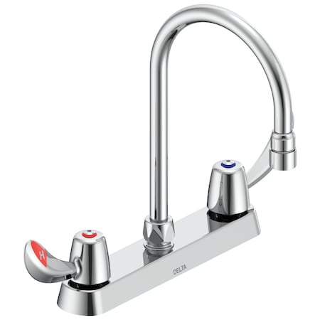 Delta Commercial 26C3 Two Handle 8 in Cast Deck-Mount Faucet In Chrome 26C3922-TI