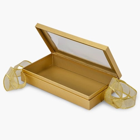 Nashville Wraps Metallic Gold Ribbon Window Box, 8.25x4.5x1.5, 18PK BFB7GO