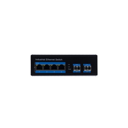 Cable Wholesale 1 Gigabit Fiber Media Converter, Industrial, Singlemode Duplex 1310nm, 2 SFP and 4 RJ45, 20km 71F1-75SFP