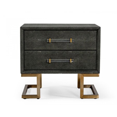 Homeroots 22" Gray Shagreen Two Drawer Nightstand 491591