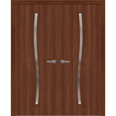 Sartodoors Interior Solid French Double Doors 64 x 96 inches, BASIC 3002 Walnut Franko, Wood Interior Solid P BASIC3002DD-GOFR-6496