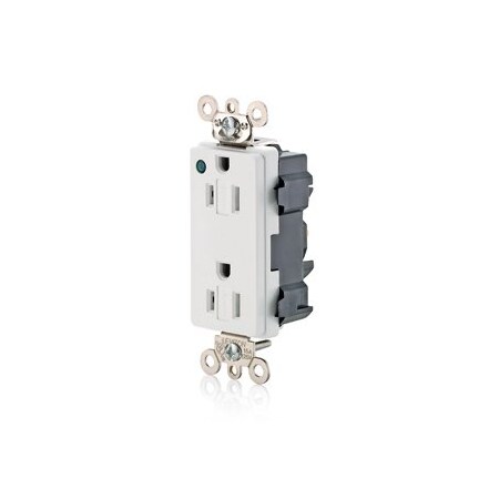 Leviton Extra Heavy Duty Hospital Grade Decora Receptacle, 15 Amp, 125 Volt M1626-PLW