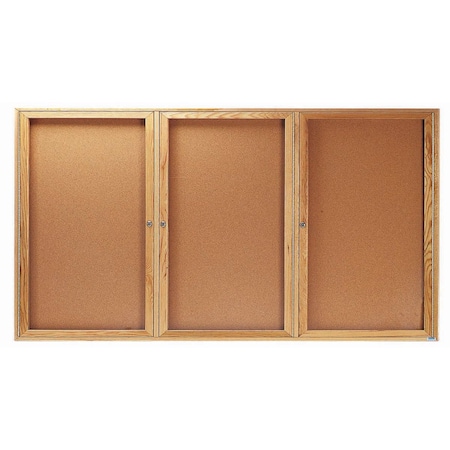 Aarco Enclosed Bulletin Board Red Oak Frame w/ a High Gloss Clear Lacquer Finish, 48''Hx96''W OBC4896-3R
