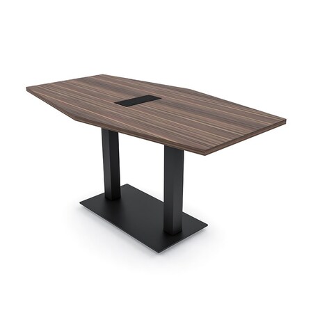 Skutchi Designs Hexagon Conference Table With Power Unit, 36 in W, 72 in L, Brown HAR-HEX.IR-36X72-DOU.BK-H3041-EBLK