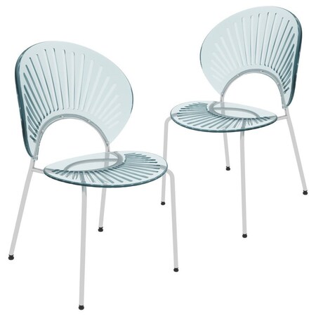 Leisuremod Opulent Modern Plastic Dining Side Chair with Chrome Metal Legs in Smoke, 2PK OC20TGR2