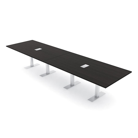 Skutchi Designs 14ft Conference Table W/ Power Unit | 14 Person Modular Rectangular Meeting Table | Harmony Series HAR-REC-48x168-T-U999ST19-ESIL