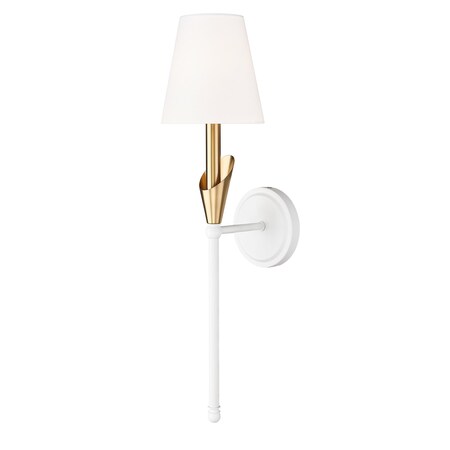 Z-Lite Claudelle 1-Light Wall Sconce, 5.75 in W x 24 in H, Textured White + Modern Gold 4014-1SA-TW-MGLD