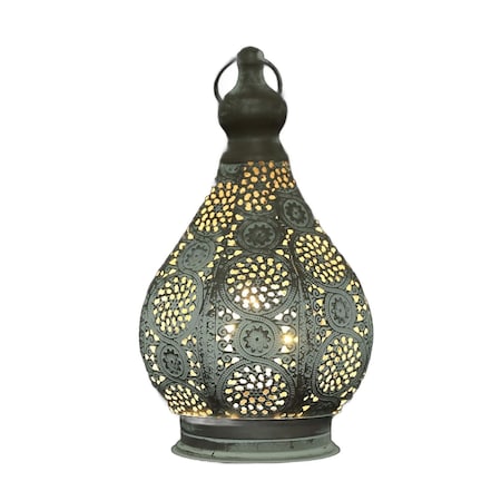 Homeroots 12" Gray Metal Novelty Bedside Lamp With Black Cone Shade 636355