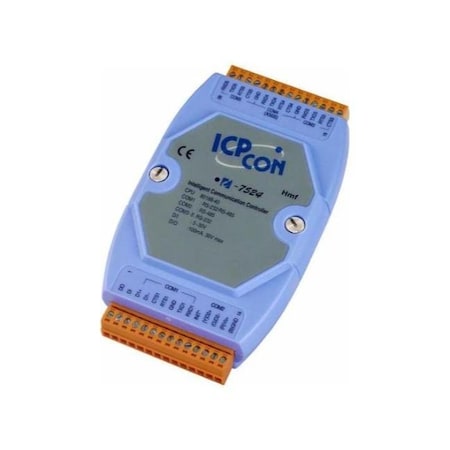 Icp Das Embedded Communication Controller with 4 Ports. Supports operating temperatures bet I-7524