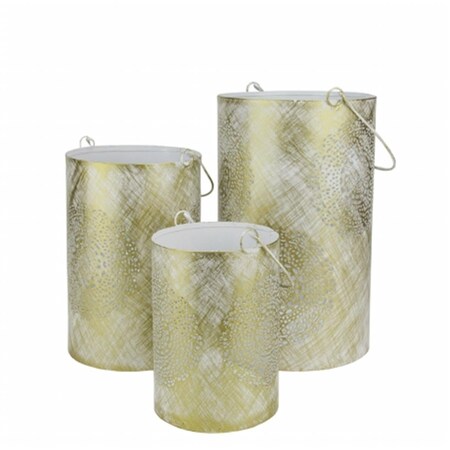 Northlight Seasonal White and Gold Decorative Floral Cut-Out Pillar Candle Lanterns 31580071