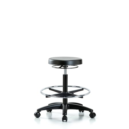 Blue Ridge Ergonomics Polyurethane Stool - High Bench Height with Chrome Foot Ring and Casters BR-PHBSO-RG-CF-RC