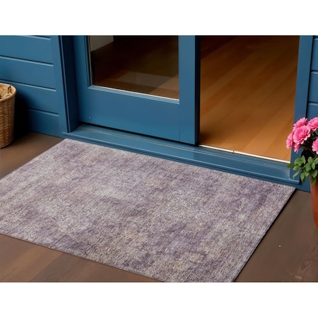 Homeroots 3' X 5' Plum And Lavender Floral Washable Indoor Outdoor Area Rug 605747