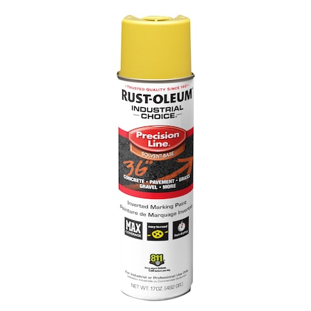 Rust-Oleum Precision Line Marking Paint, Inverted, High Visibility Yellow, 17 oz 203025V