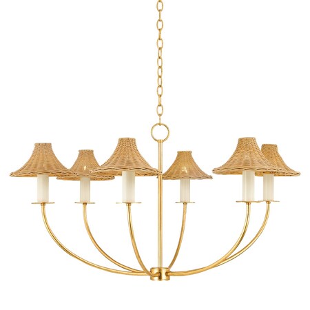 Mitzi Twila 6 Light Chandelier 4.5 In. Vintage Gold Leaf H868806-VGL