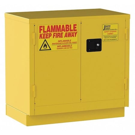Jamco Hazardous Material Storage Cabinet, 22 gal, 1 Shelves, Steel, 36 in W x 35 in H x 22 in D, Yellow BT22YP