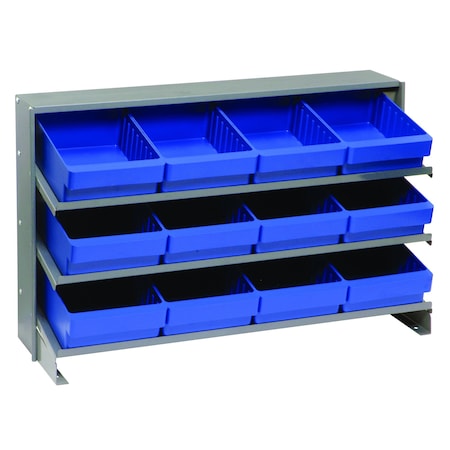 Quantum Storage Systems BENCH PICK RACK W/12 BLUE BINS QPRHA-701BL