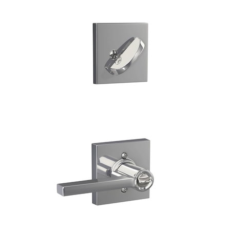 Schlage Residential Latitude Lever with Collins Rose Interior Active Trim with 12326 Latch and 10269 Strikes F59LAT625COL