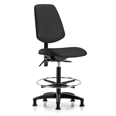 Blue Ridge Ergonomics High Bench Chair No Arms, 26" to 35" Height, Vinyl, Black BR-VHBCH-MB-RG-T0-A0-CF-RG-8540