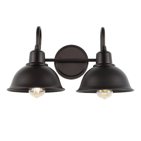Jonathan Y Frisco 17.25" 2-Light Farmhouse Industrial Iron LED Vanity, Oil Rubbed Bronze JYL7482B