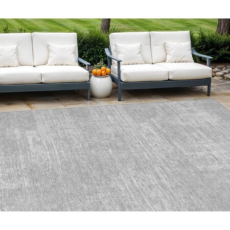Homeroots 9' X 12' Silver And Gray Abstract Washable Indoor Outdoor Area Rug 588796