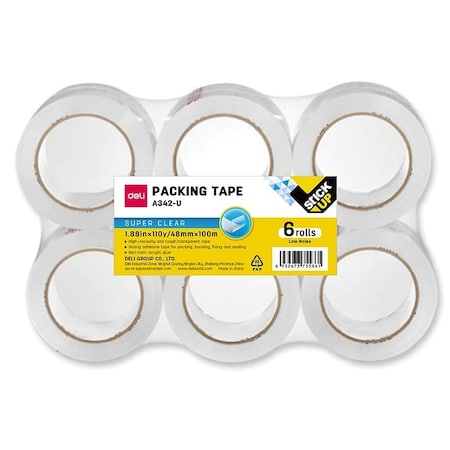 Deli Low-Noise Packing Tape 1.88in x 110yd, 3in Core, Clear, 36PK EA342-U