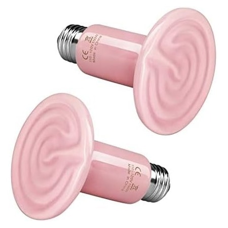 Simple Deluxe 150W Reptiles Ceramic Heat Lamp Suitable for E26 Base, 24H Heat Source, No Light Emitting Infrare, 2PK PTBULBINVISIBLE150PNKX2
