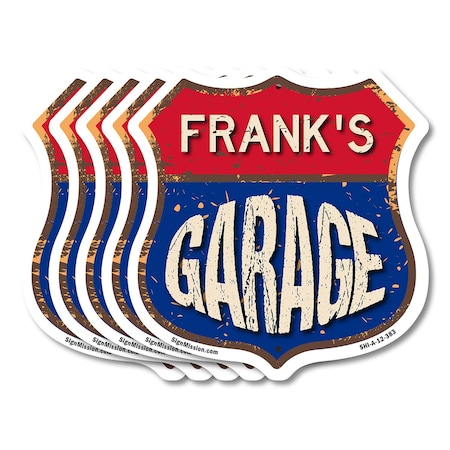 Signmission Frank's Garage, 12 inch X 12 inch, Aluminum Metal Sign, 5PK SHI-A-5Pack-12-383-FRANK