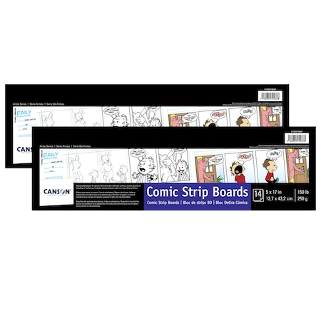 Canson Artist Series Comic Strip Board, Glue Binding, 14 Sheet, 5x17 inch, 2PK C100510869