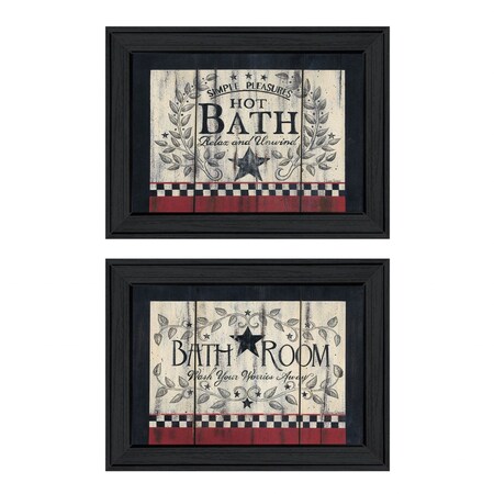 Homeroots Set Of Two Hot Bath 1 Black Framed Print Bathroom Wall Art, 2PK 405915