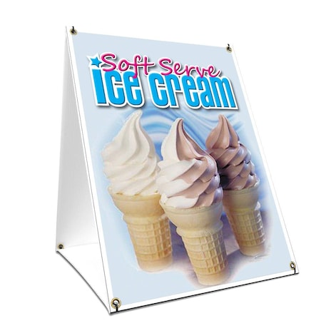 Signmission Soft Serve Ice Cream, 24 Inch x 18 Inch A-frame Yard Sign, Plastic Sign SBC-1824-Soft Serve Ice Cream