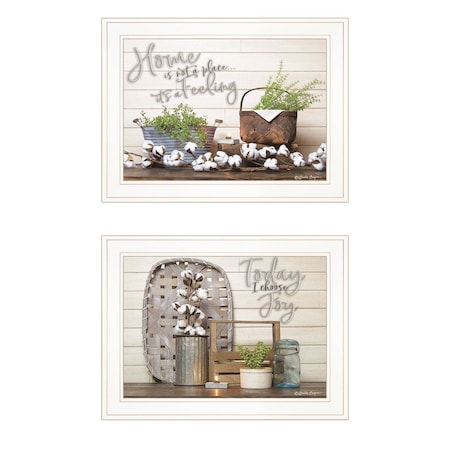 Set Of Two Choose Joy White Framed Print Wall Art, 2PK